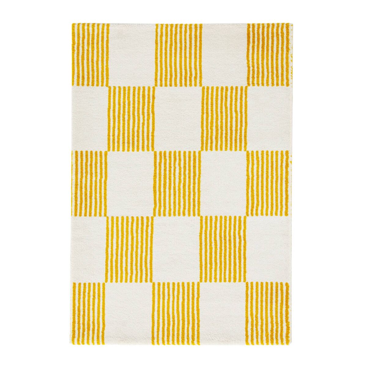 Tapete interior quadriculado amarelo e branco - 290x200x2 cm
