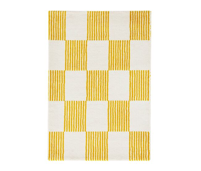Tapete interior quadriculado amarelo e branco - 290x200x2 cm