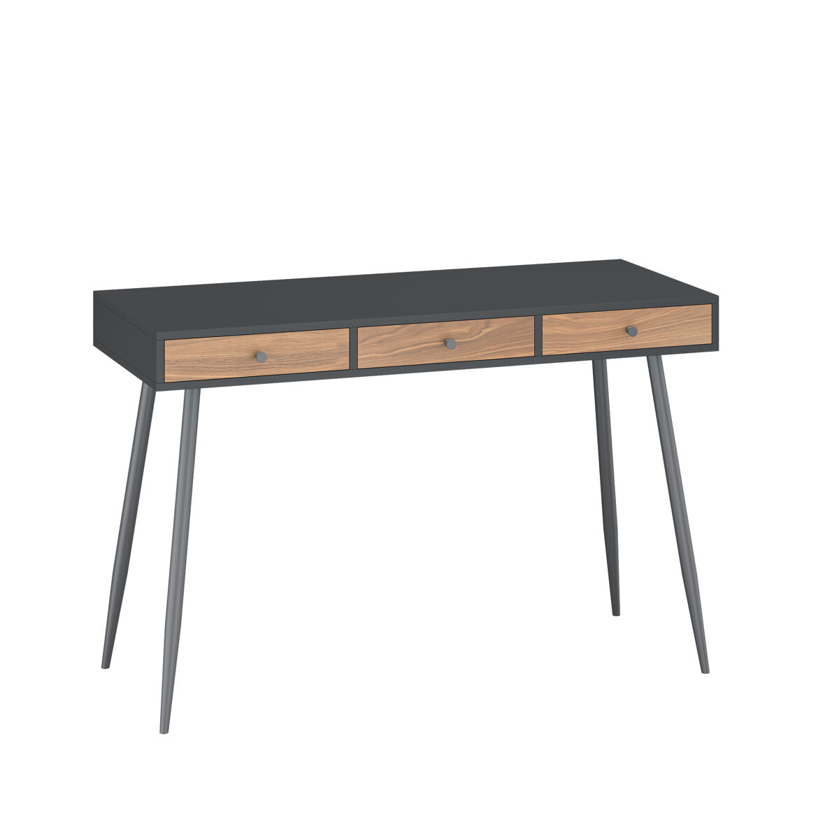 Secretária tumba com 3 gavetas 115x48x76cm preto/efeito nogueira [en.casa]