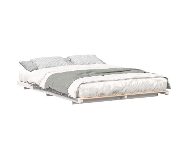 Estrutura de cama de casal simple de chão simples e minimalista - branco 160 x 220 cm