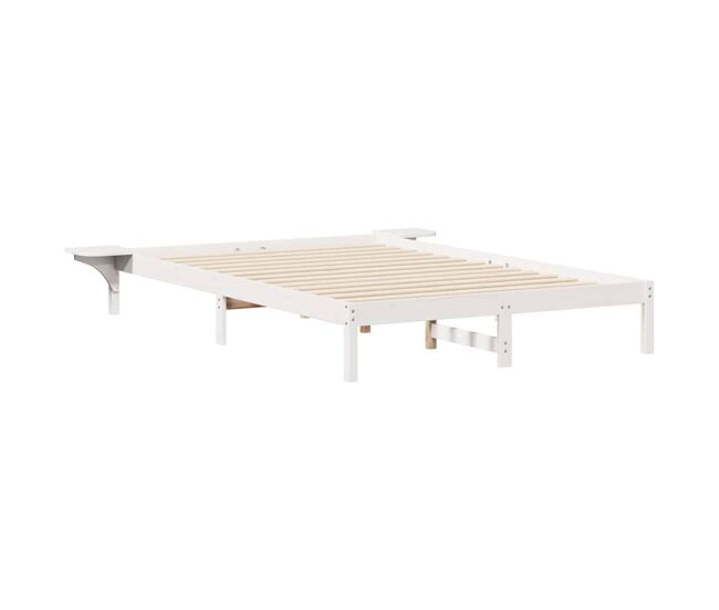 Estrutura de cama de casal moderno com mesas laterais branco 160 x 210 cm