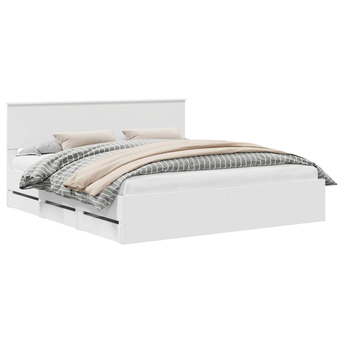 Estrutura de cama de casal moderno - branco 180 x 200 cm madeira de engenharia