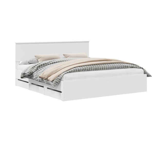 Estrutura de cama de casal moderno - branco 180 x 200 cm madeira de engenharia
