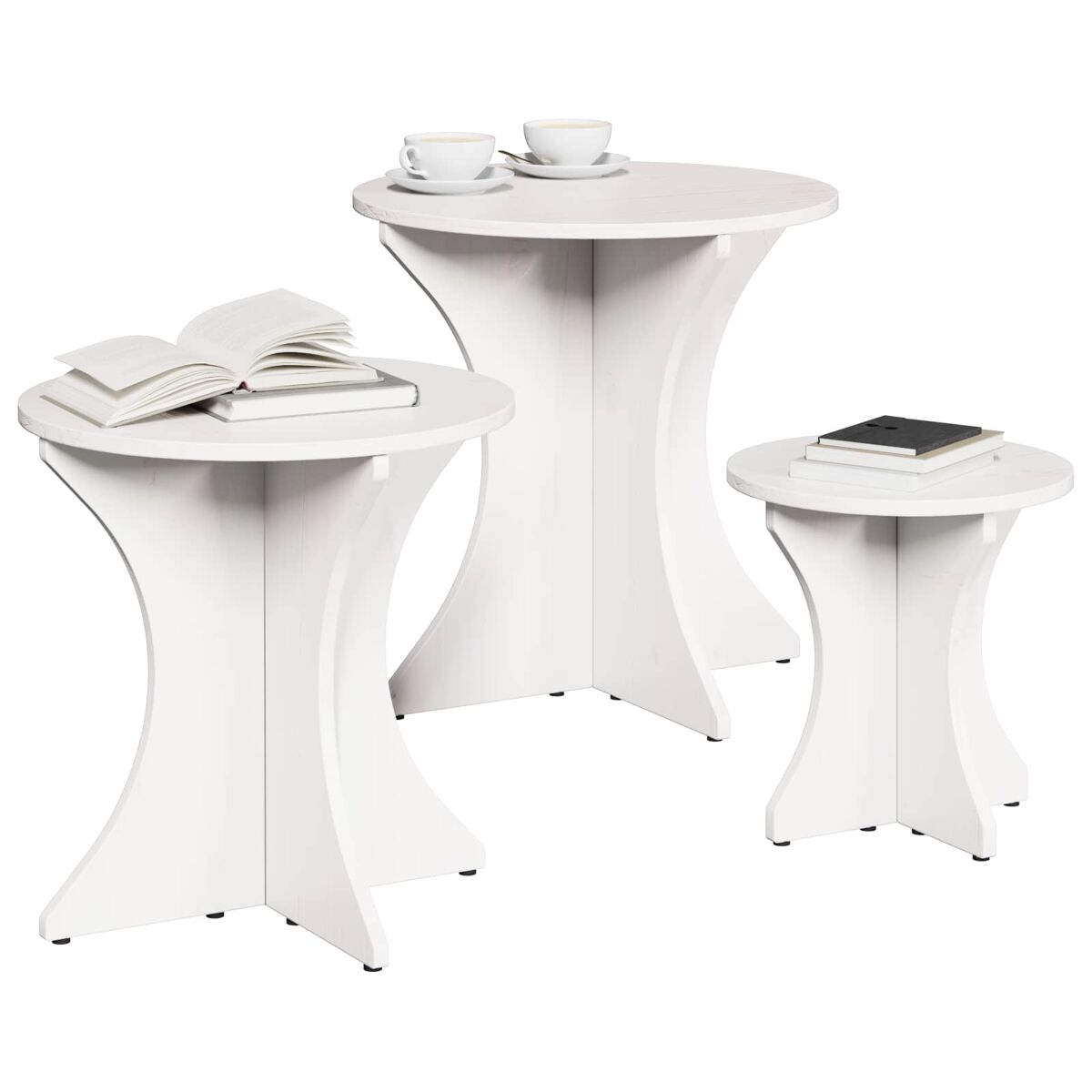 3 pcs mesas de centro - mesas baixas branco
