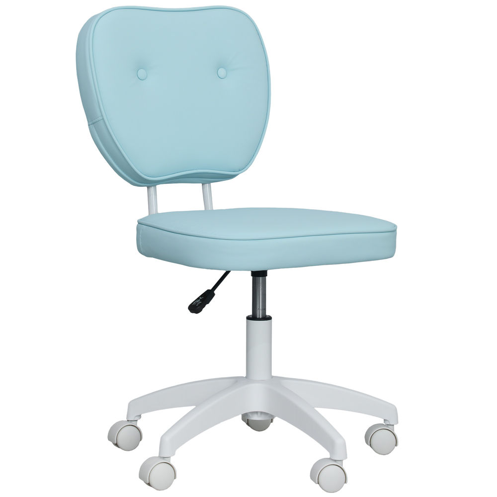Vinsetto cadeira de escritório giratória em pele sintética com altura ajustável, sem braços, suporta até 120 kg, 46x59x82-92 cm, bleu-claro