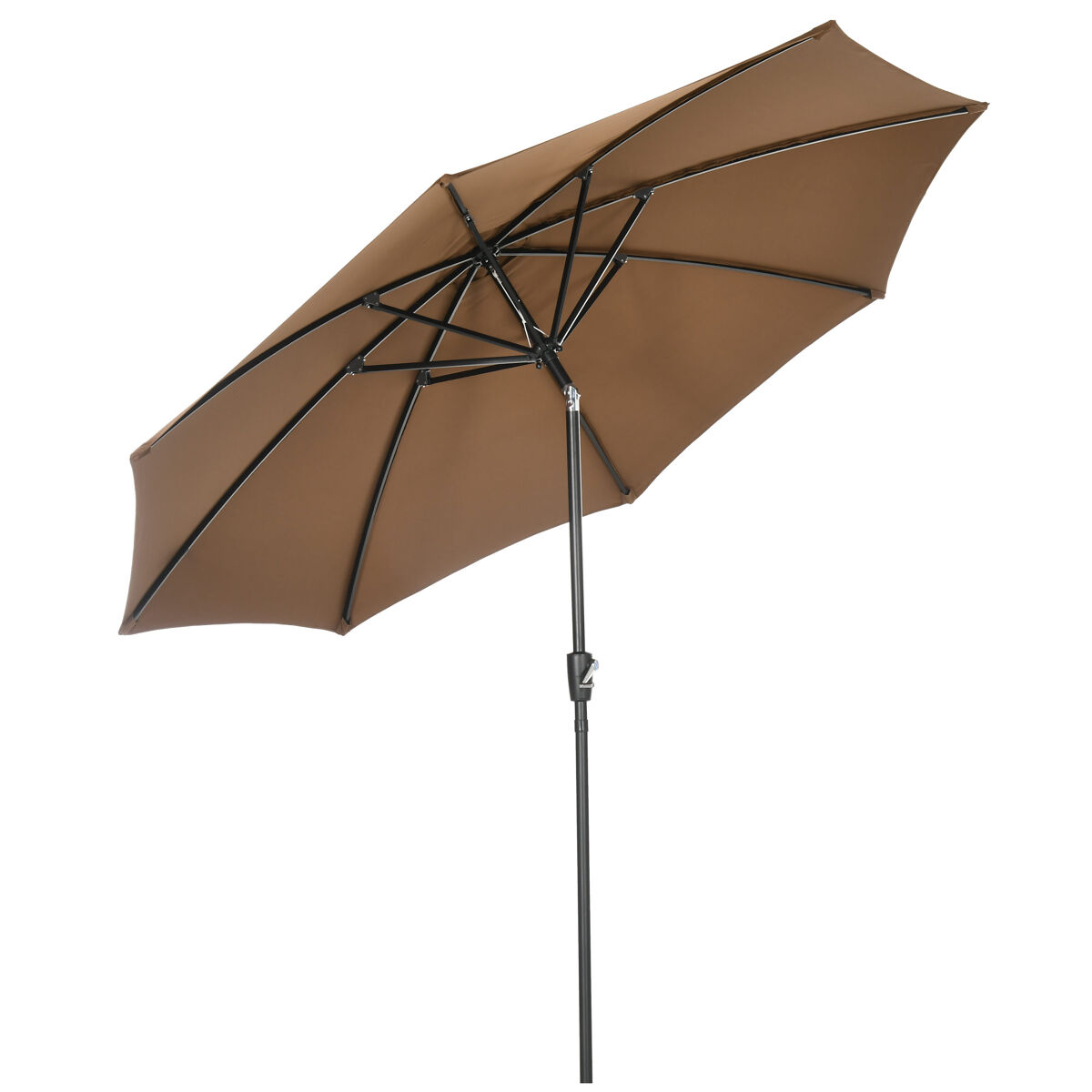 Guarda-sol de jardim com manivela e cobertura inclinável para pátio, terraço e área externa, ø300x252 cm, marrom