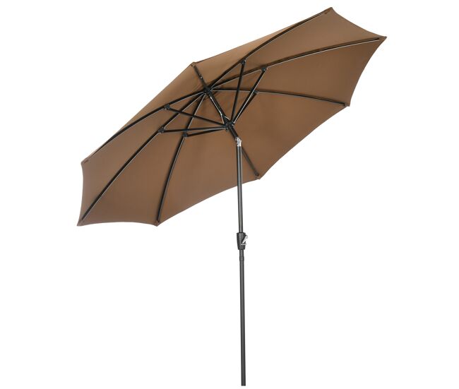 Guarda-sol de jardim com manivela e cobertura inclinável para pátio, terraço e área externa, ø300x252 cm, marrom