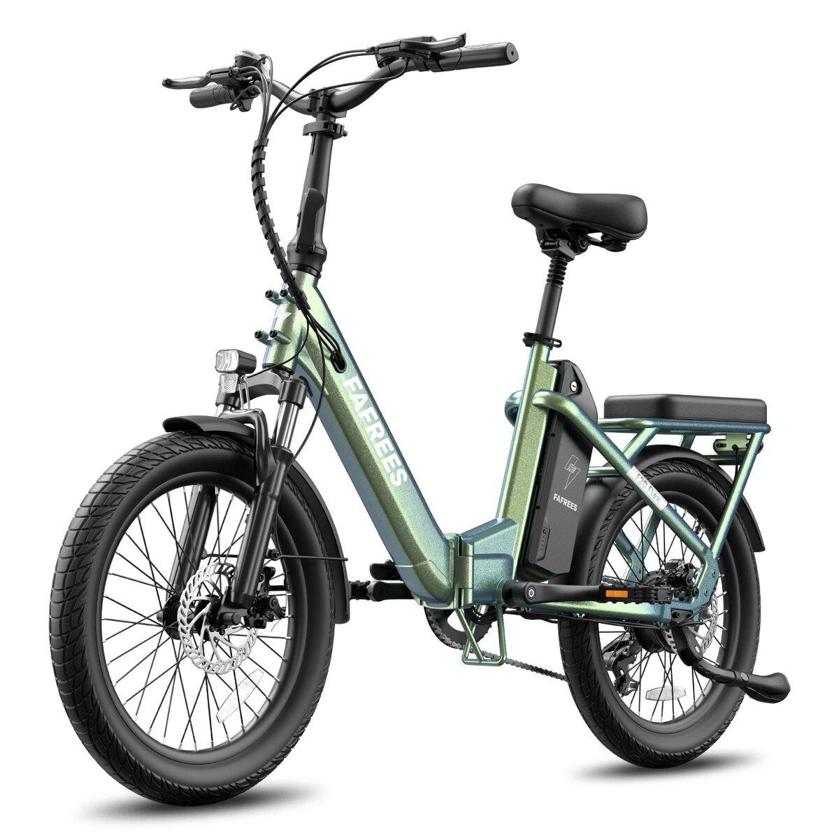 Fafrees f20 flex e-bike dobrável - motor 250w bateria 36v25ah 95km - verde roxo