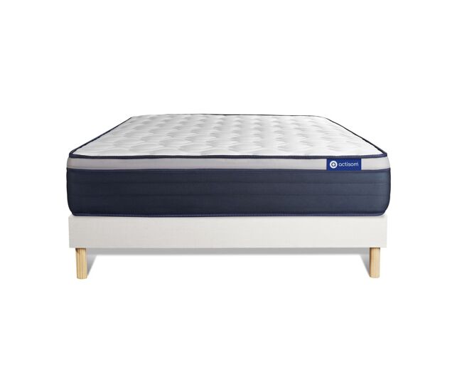 Conjunto de estrado branco + colchão actisom actiflex max (135x190 cm - molas ensacadas y viscoelástica- altura: 26 cm)