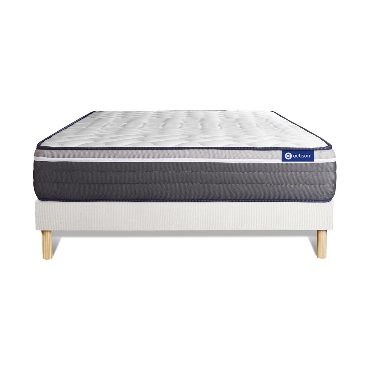 Conjunto de estrado branco + colchão actisom actilatex plus (150x190 cm - espuma viscoelástica- altura: 26 cm)