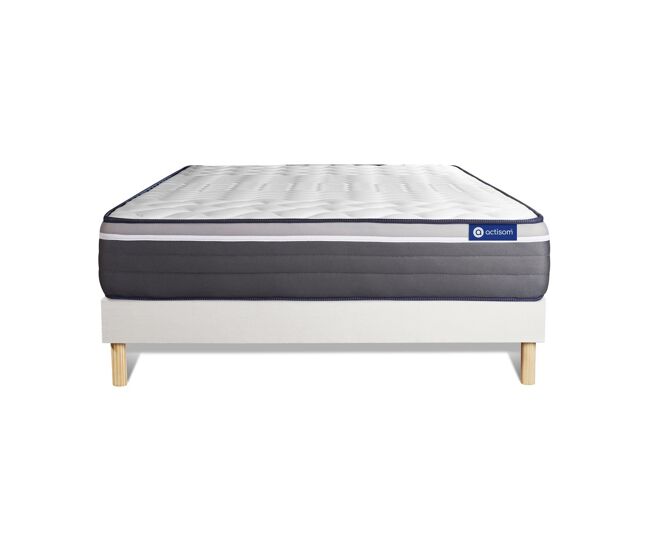 Conjunto de estrado branco + colchão actisom actilatex plus (150x190 cm - espuma viscoelástica- altura: 26 cm)