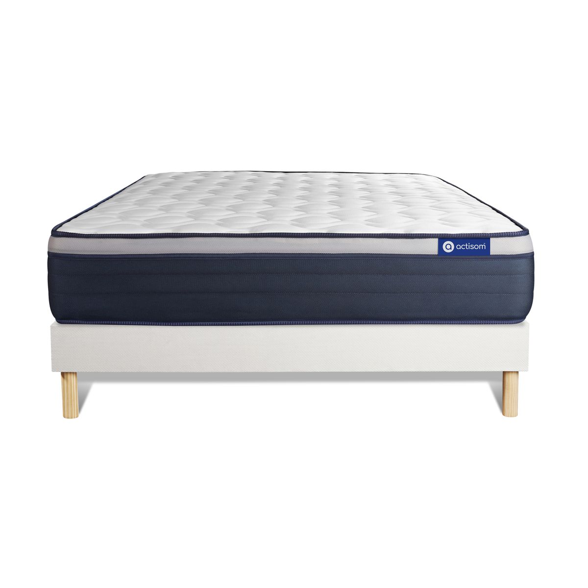 Conjunto de estrado branco + colchão actisom actiflex max (180x200 cm - molas ensacadas y viscoelástica- altura: 26 cm)