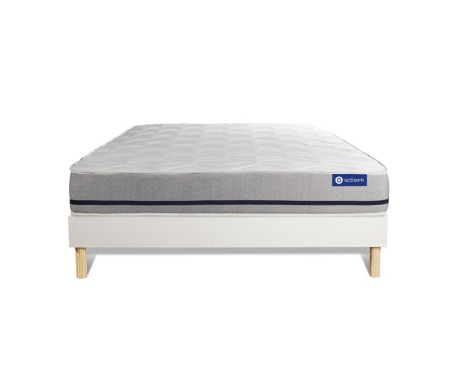 Conjunto de estrado branco + colchão actisom actimemo soft (160x200 cm - espuma viscoelástica- altura: 20 cm)