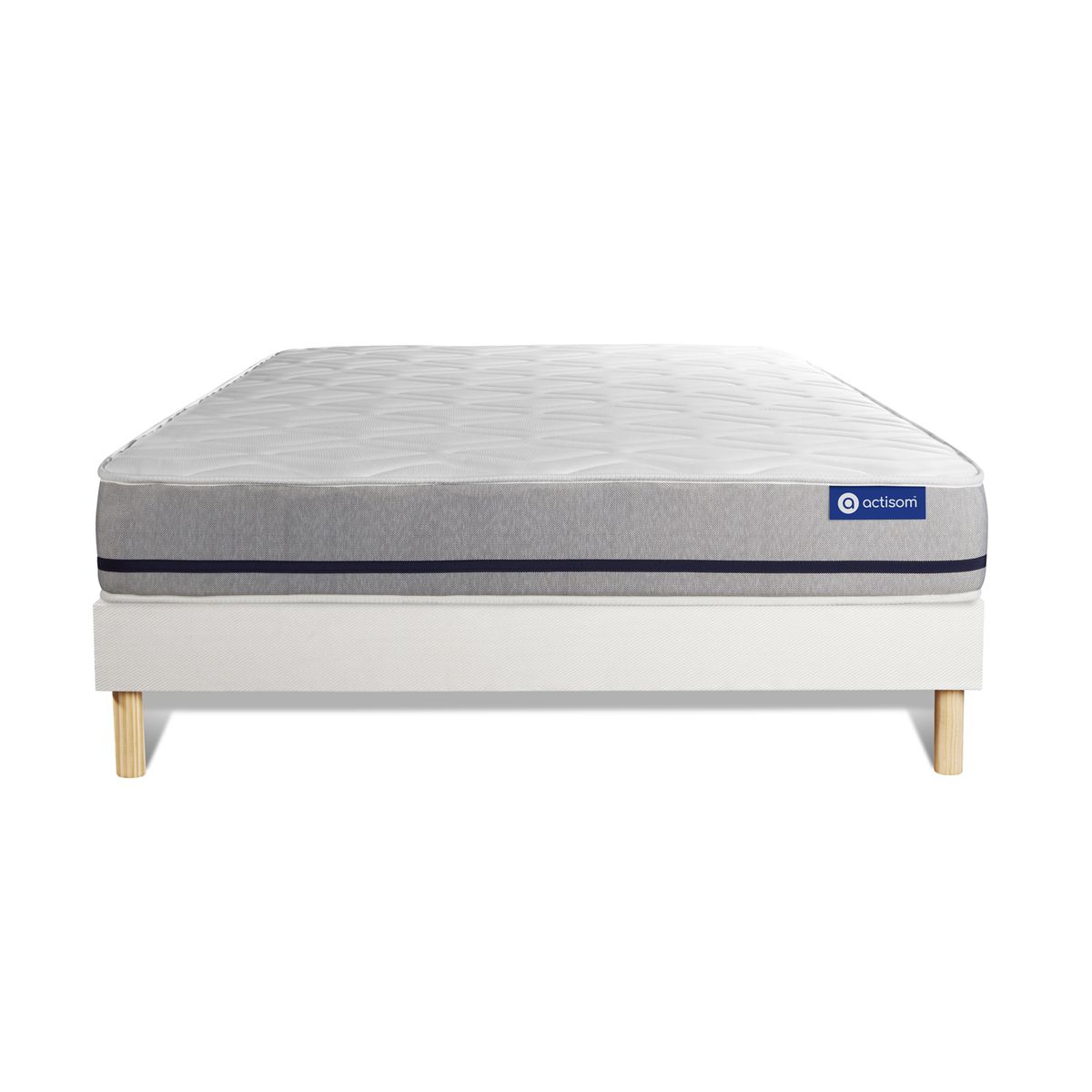 Conjunto de estrado branco + colchão actisom actimemo soft (150x190 cm - espuma viscoelástica- altura: 20 cm)