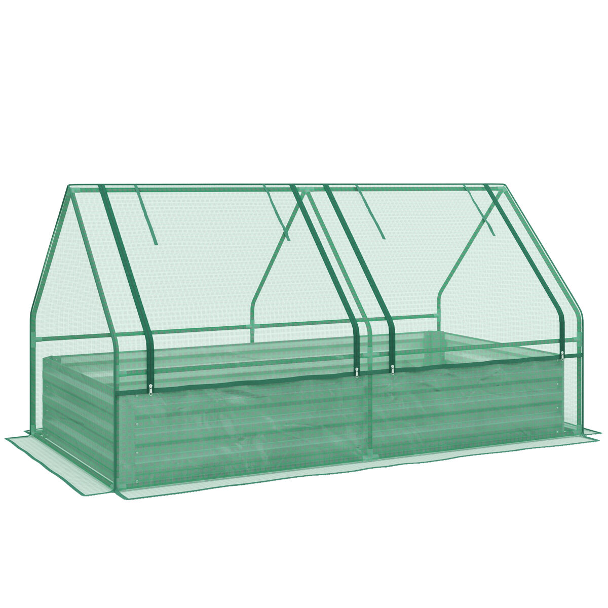 Vaso grande para plantas externas com miniestufa e base aberta para pátio, terraço e varanda, 185x95x92 cm, gris e verde.