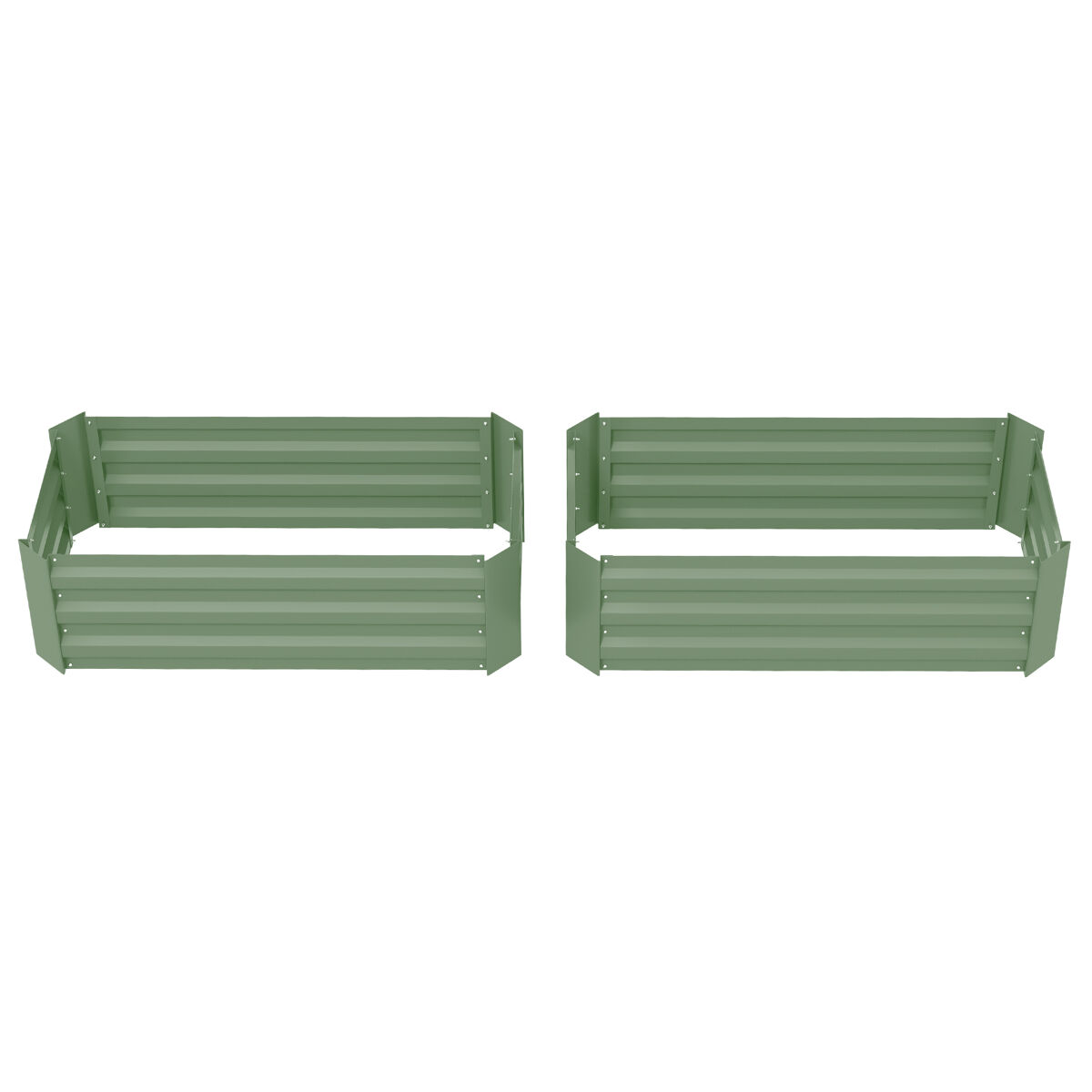 Conjunto de 2 vasos grandes de acier galvanizado para jardins urbanos, terraços ou pátios, 100x50x30 cm, verde.