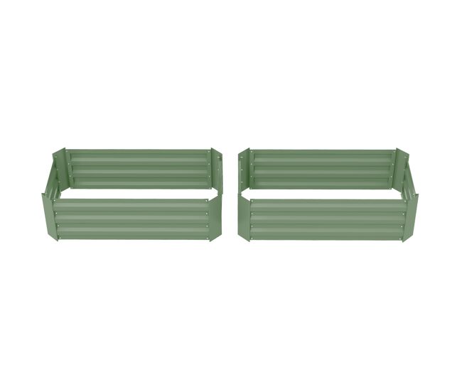 Conjunto de 2 vasos grandes de acier galvanizado para jardins urbanos, terraços ou pátios, 100x50x30 cm, verde.