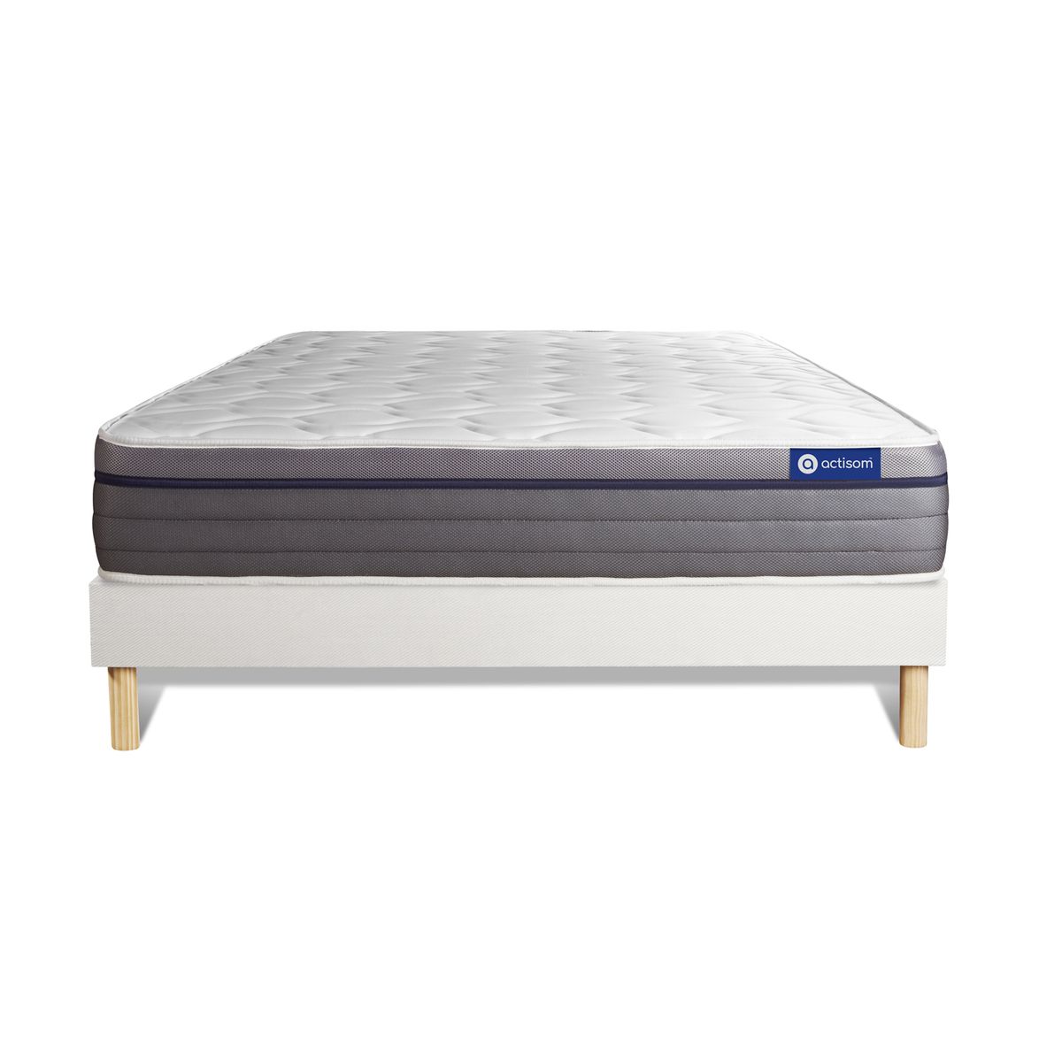 Conjunto de estrado branco + colchão actisom actiflex zen (140x200 cm - molas ensacadas y viscoelástica- altura: 26 cm)