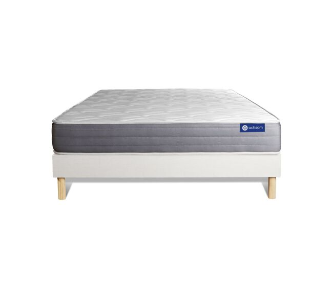 Conjunto de estrado branco + colchão actisom actiflex dream (135x190 cm - molas ensacadas y viscoelástica- altura: 22 cm)