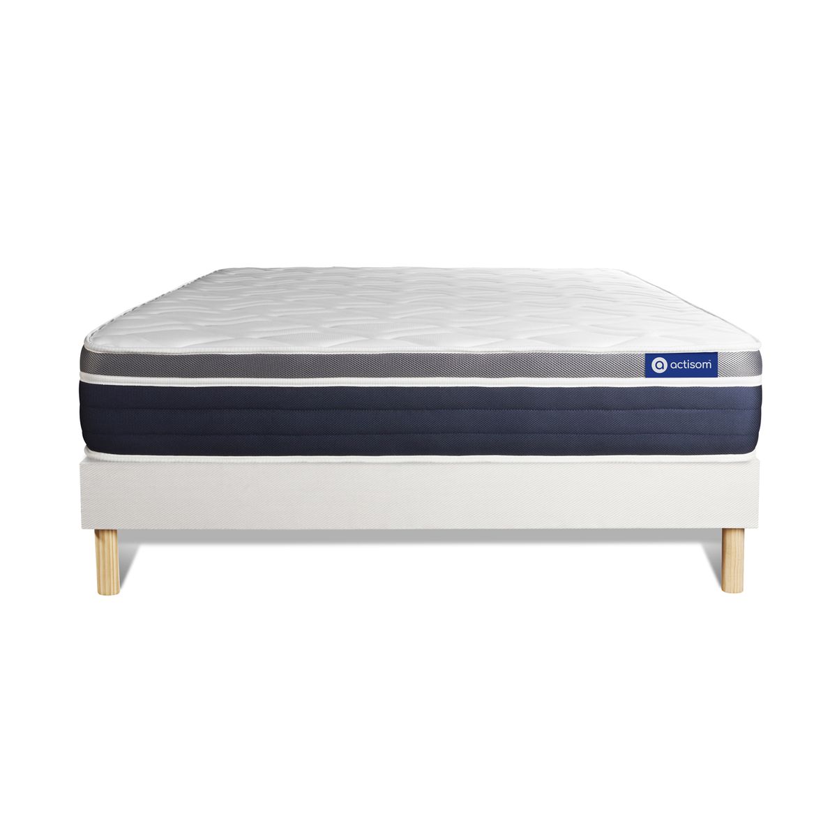 Conjunto de estrado branco + colchão actisom actiflex confort (160x200 cm - molas ensacadas y viscoelástica- altura: 26 cm)
