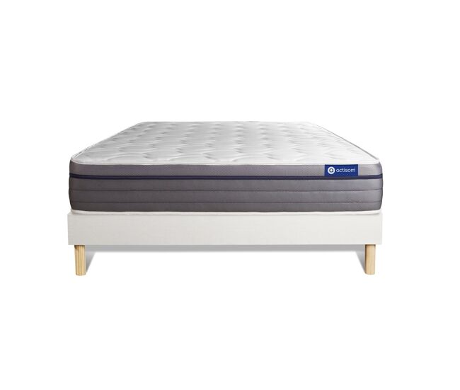 Conjunto de estrado branco + colchão actisom actiflex zen (150x190 cm - molas ensacadas y viscoelástica- altura: 26 cm)
