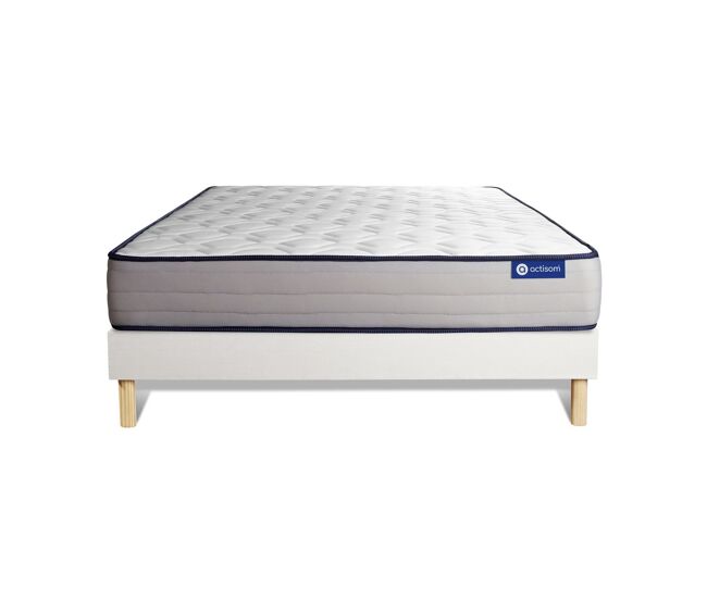Conjunto de estrado branco + colchão actisom actiflex form (150x200 cm - molas ensacadas y viscoelástica- altura: 22 cm)