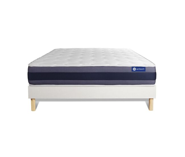 Conjunto de estrado branco + colchão actisom actiflex morpho (135x190 cm - molas ensacadas y viscoelástica- altura: 24 cm)