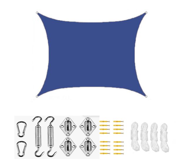 Vela de sombra impermeável anti-uv para exterior, azul royal, 3x4 m