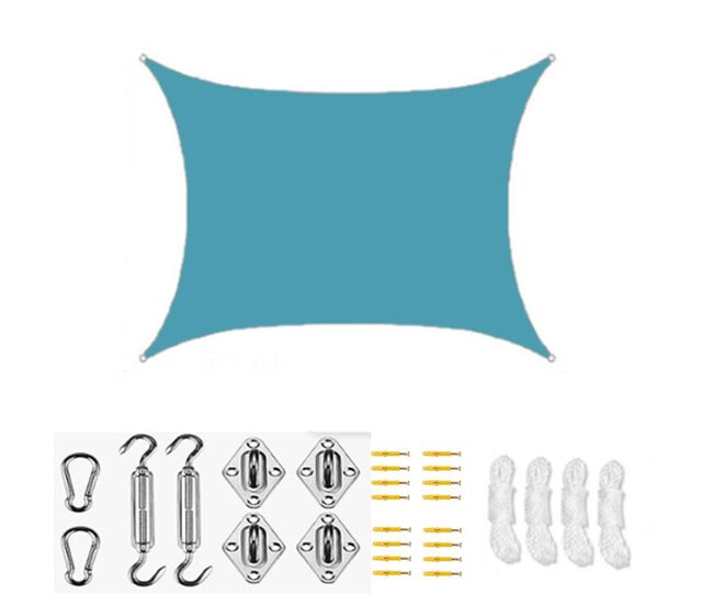Vela de sombra impermeável anti-uv para exterior, azul turquesa, 4x4 m