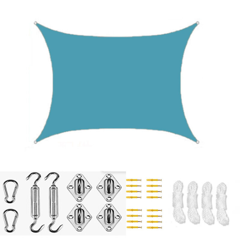 Vela de sombra impermeável anti-uv para exterior, azul turquesa, 2x2 m