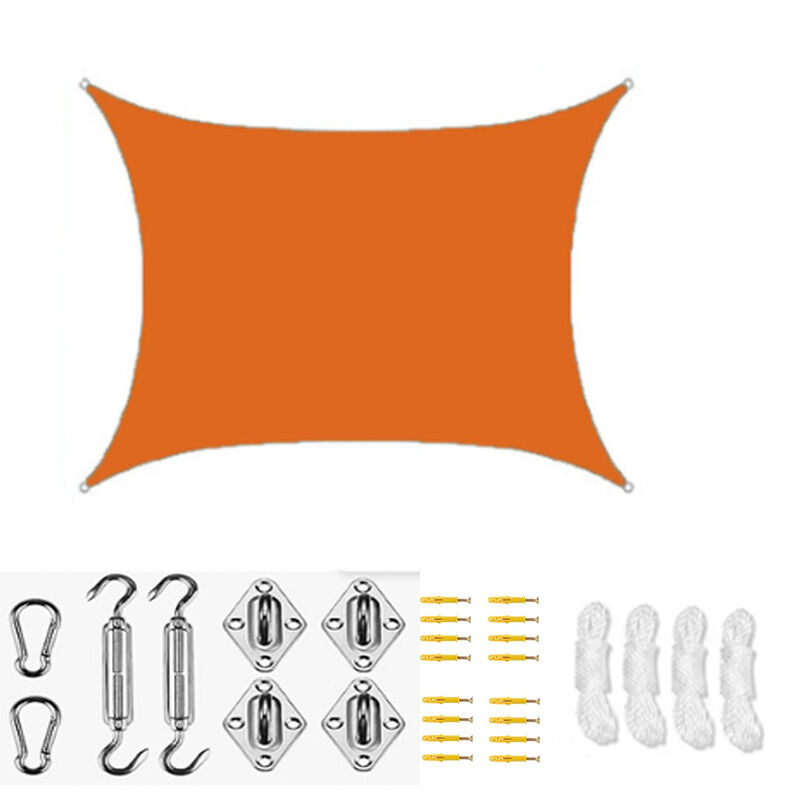 Vela de sombra impermeável anti-uv para exterior, laranja, 2x4 m