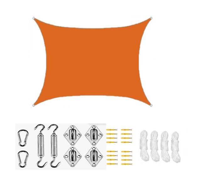 Vela de sombra impermeável anti-uv para exterior, laranja, 2x4 m