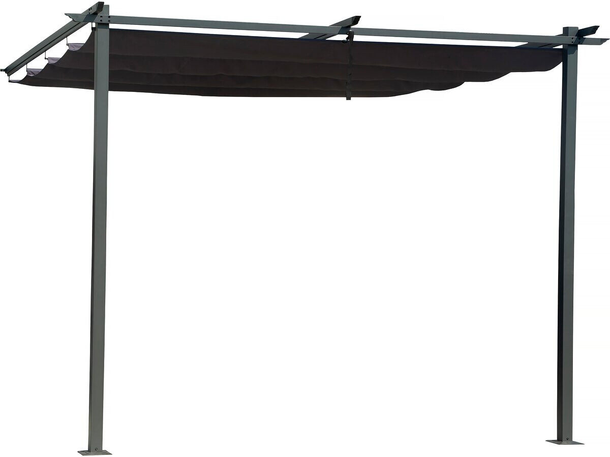 Pérgula inclinada com teto retrátil - 3 x 3 m - gris antracite