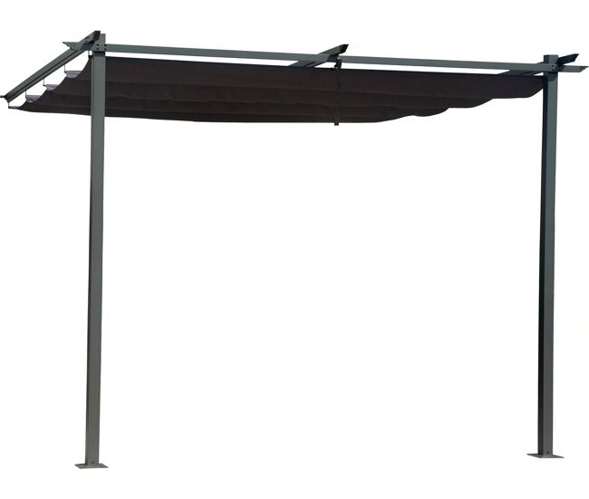 Pérgula inclinada com teto retrátil - 3 x 3 m - gris antracite