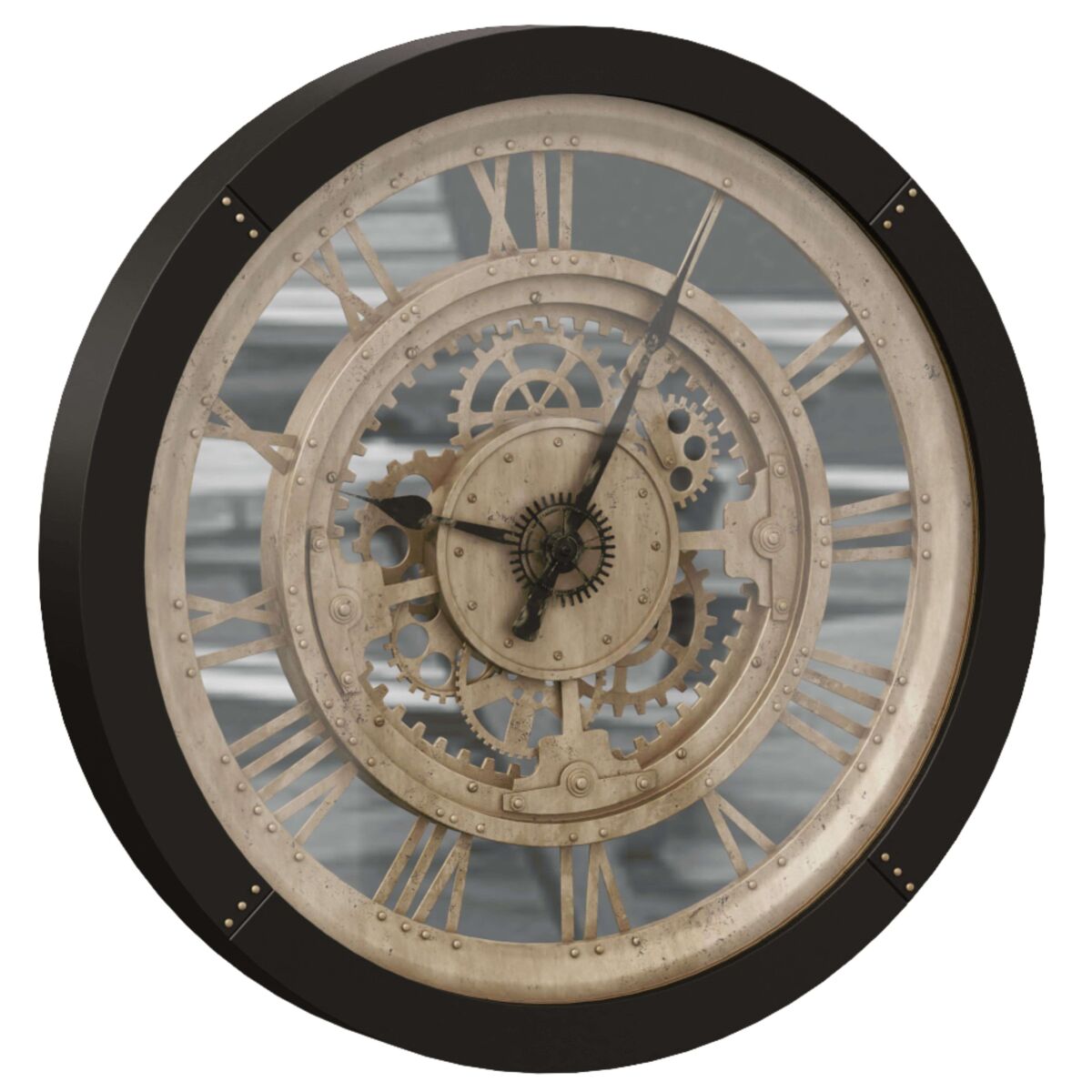 Relógio de parede ivy para sala de estar e sala de jantar, design contemporâneo, cor preta 61 cm, estilo moderno