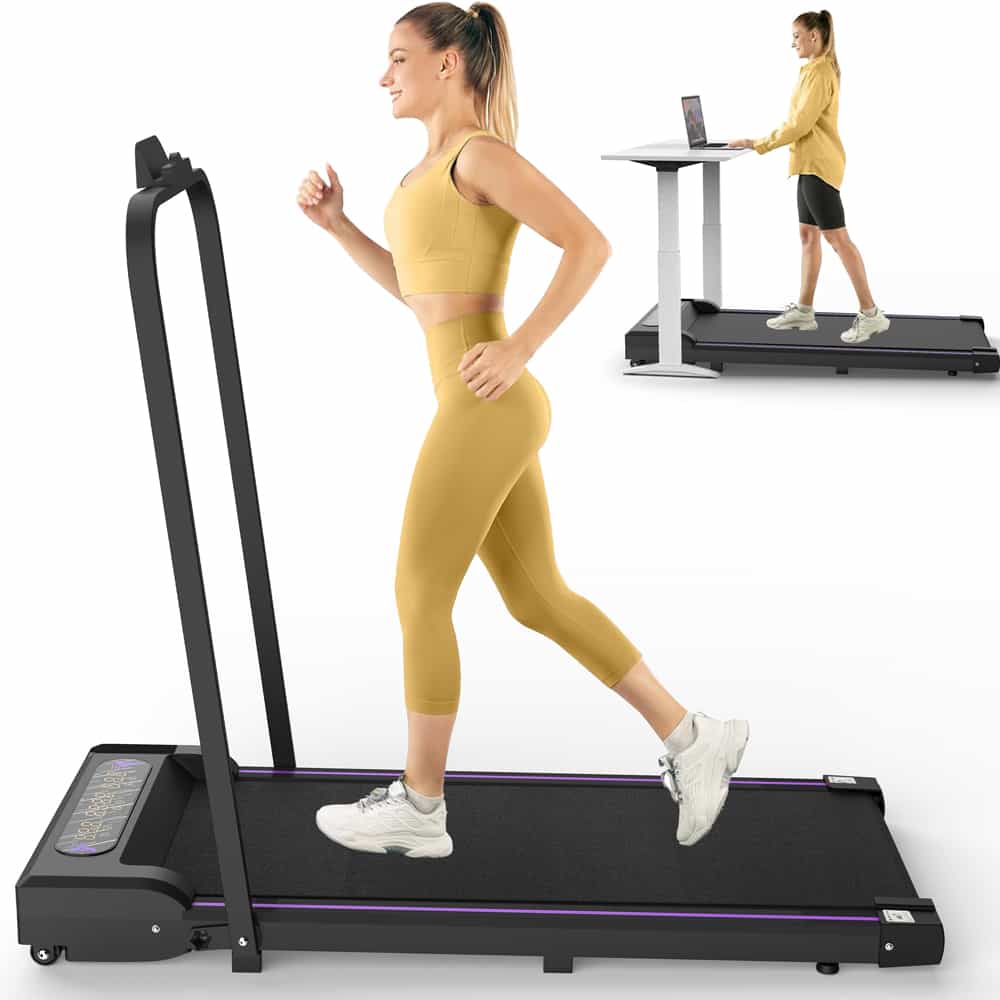 Passadeira dobrável de 120 cm - walking pad com motor de 2,5 hp, até 8 km/h, para casa e escritório - preto