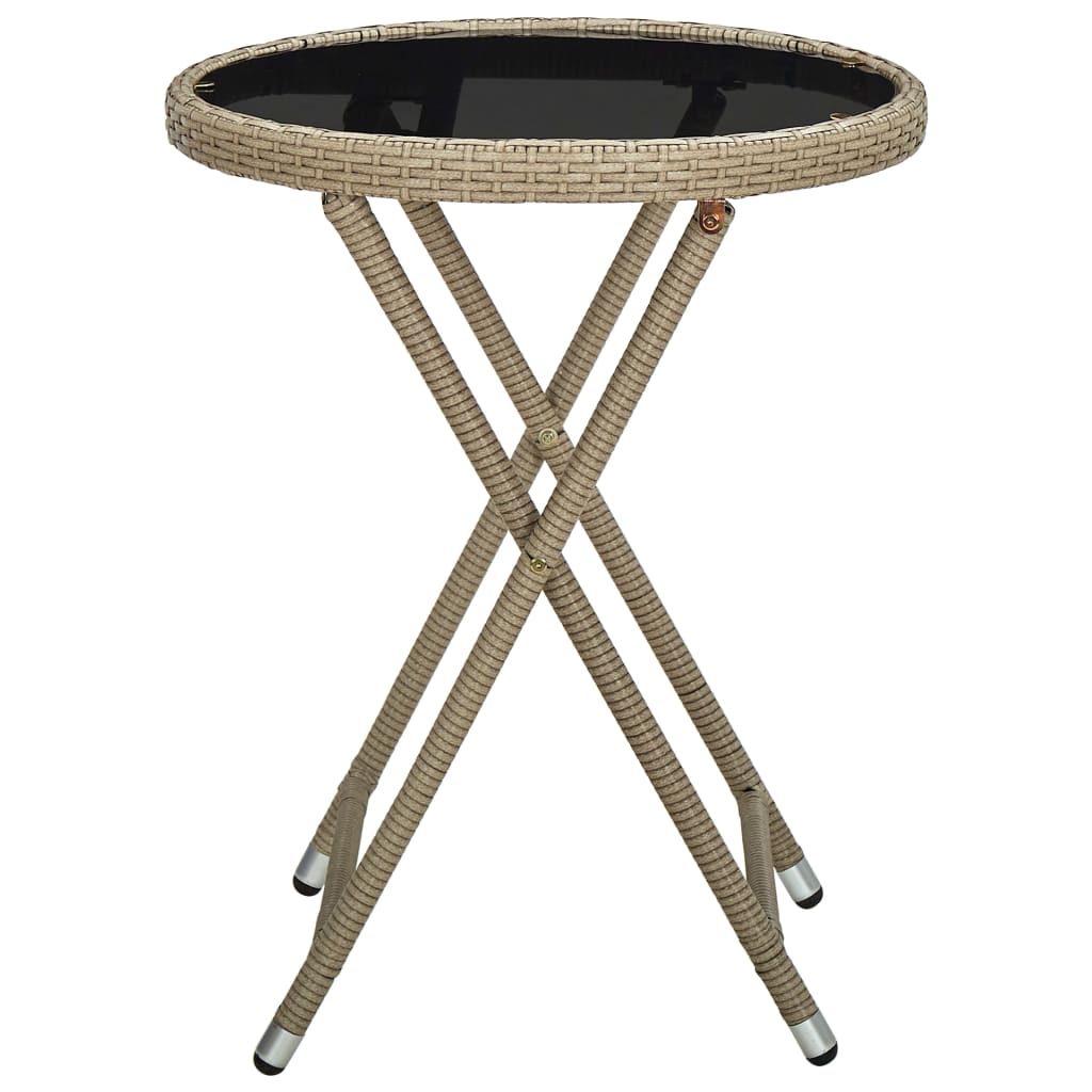 Mesa de centro, mesa baixa, 60 cm vime pe e vidro temperado bege