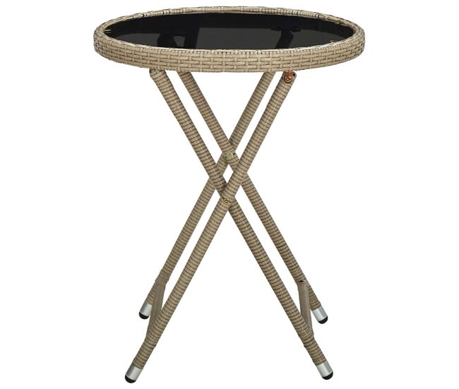Mesa de centro, mesa baixa, 60 cm vime pe e vidro temperado bege