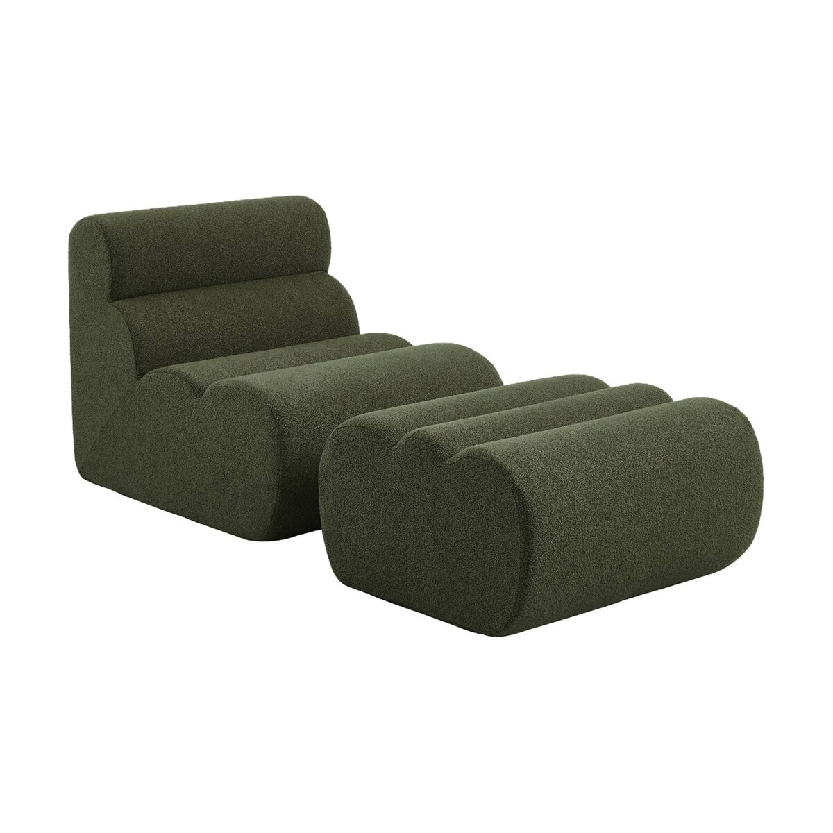 Módulo para sofá em tecido bouclé com pufe embalados a vácuo, nova bouclé, verde caqui, 81x99x75 cm