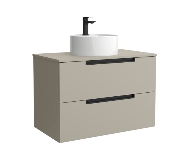 Móvel leni cinza fosco 70cm 2 gavetas lavatório sobre bancada 1 cuba porcelana|70x45x54