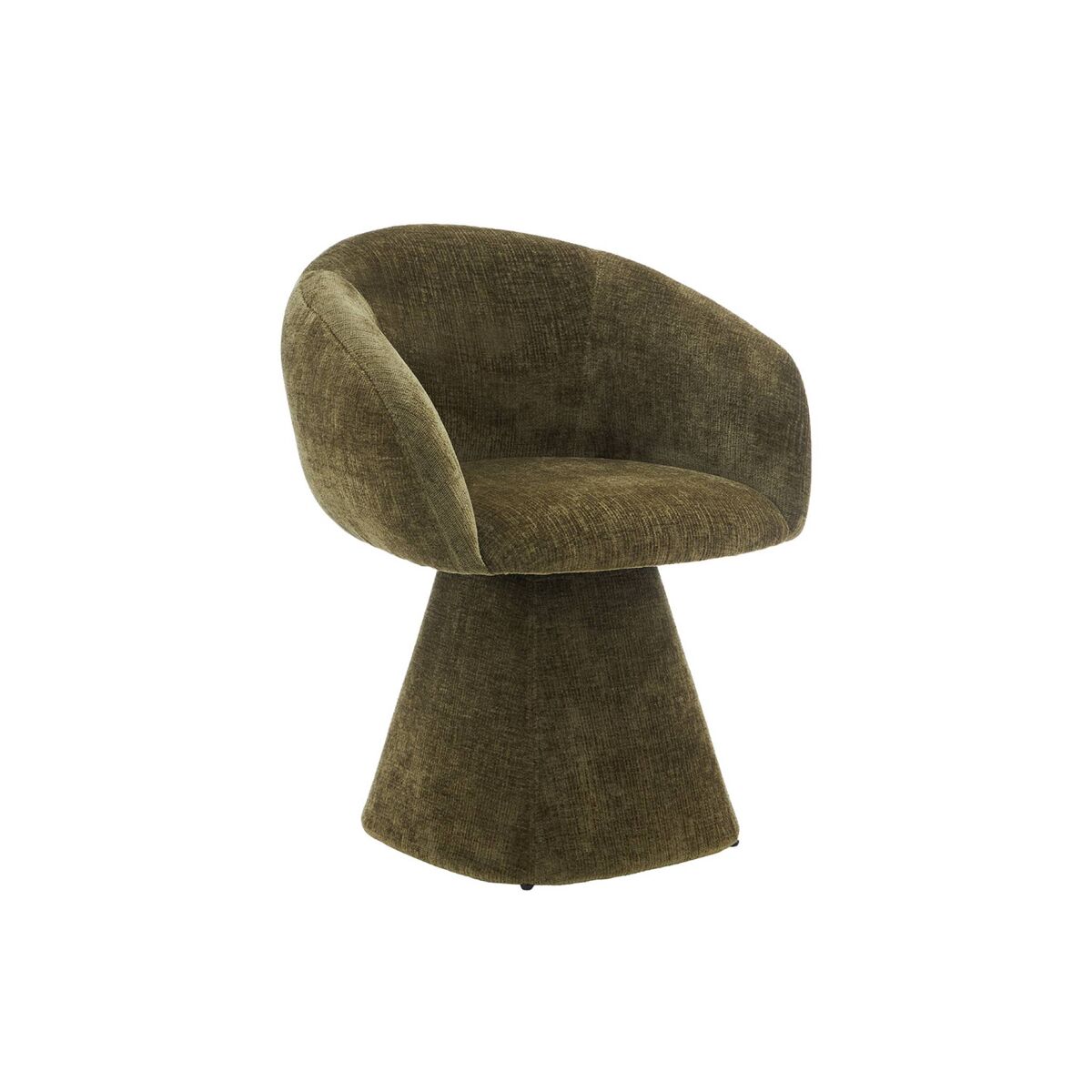 Cadeira giratória 180° tecido de algodão verde caqui - 69x64x80.5 cm