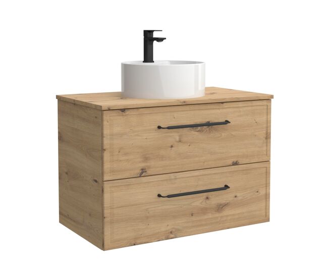 Móvel runa carvalho 60cm 2 gavetas lavatório sobre bancada 1 cuba porcelana|60x45x54