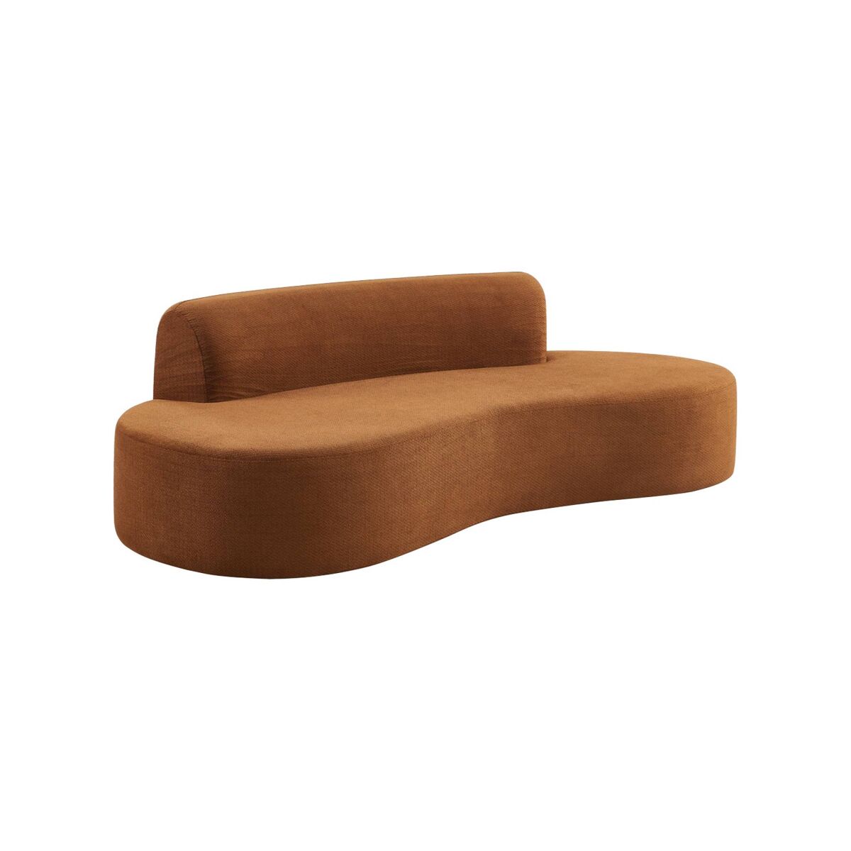 Sofá com linhas curvas em tecido de chenille, 3 lugares terracota - 227x102x69 cm