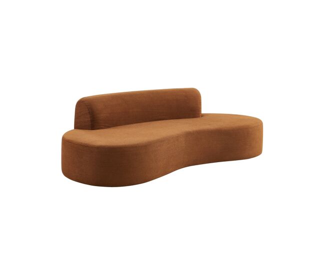 Sofá com linhas curvas em tecido de chenille, 3 lugares terracota - 227x102x69 cm