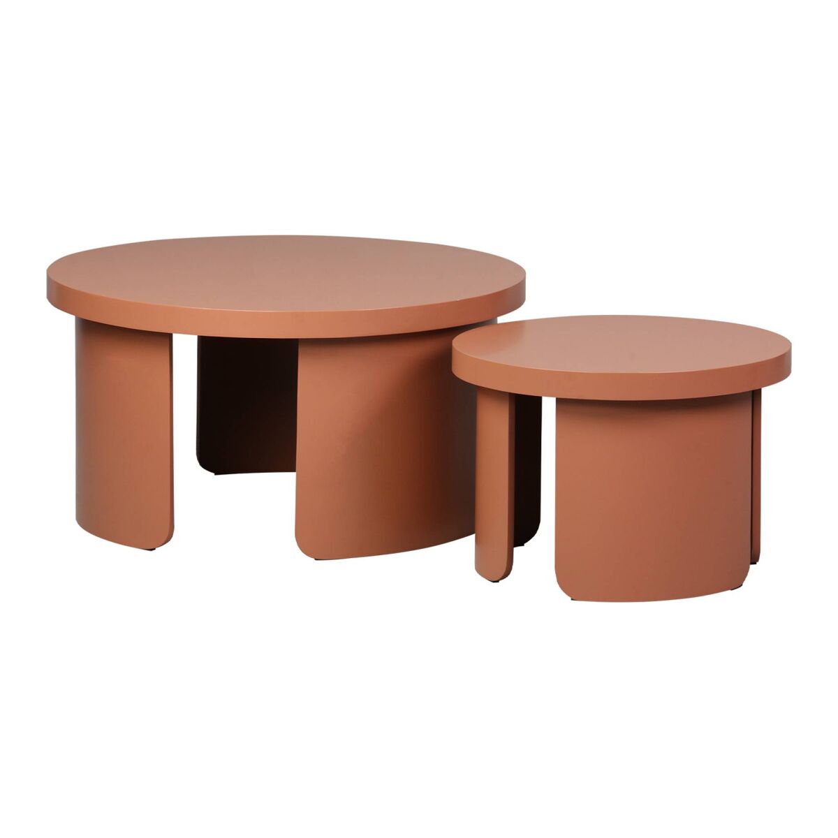 Mesa de centro redonda encaixável, set de 2 terracota - 70x70x38 cm