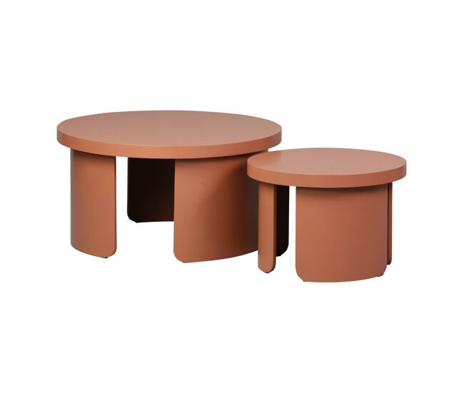 Mesa de centro redonda encaixável, set de 2 terracota - 70x70x38 cm