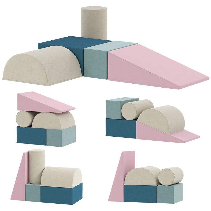 Aiyaplay conjunto de 5 blocos de espuma para enfants, blocos de psicomotricidade com base antiderrapante e capa removível, set de escalada macio para interior, 6 meses-3 anos