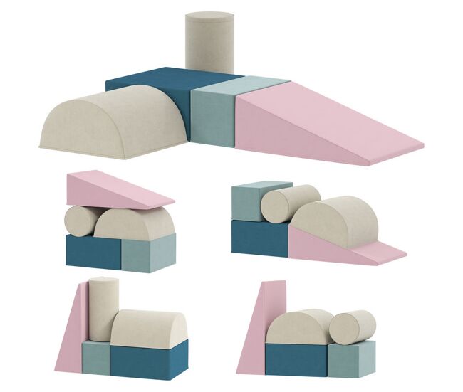 Aiyaplay conjunto de 5 blocos de espuma para enfants, blocos de psicomotricidade com base antiderrapante e capa removível, set de escalada macio para interior, 6 meses-3 anos