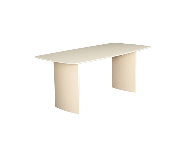 Mesa de jantar com tampo de vidro fosco com 8 lugares, lior, creme, 180x90x76 cm