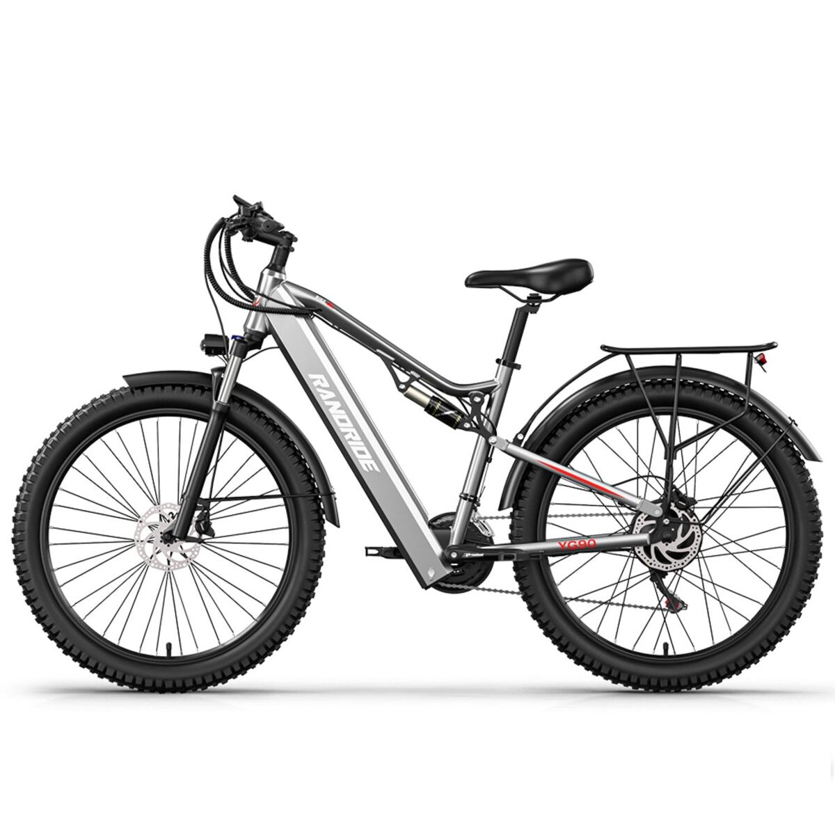 Bicicleta elétrica randride yg90 - bateria 48v17ah 27,5'' - cinza